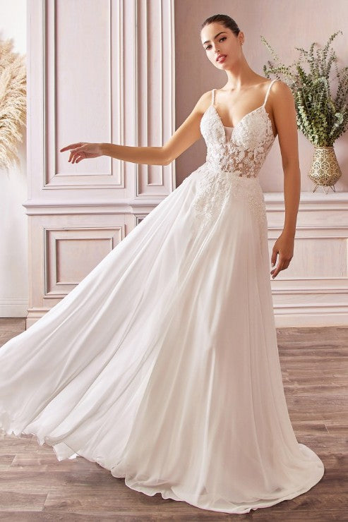 A-Line Chiffon Satin Bridal Gown