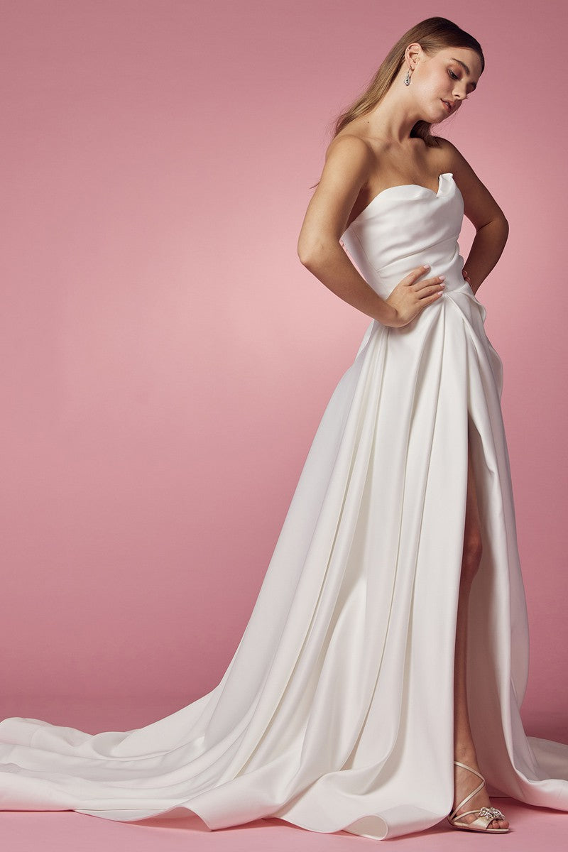 Solid A Line Bridal Gown