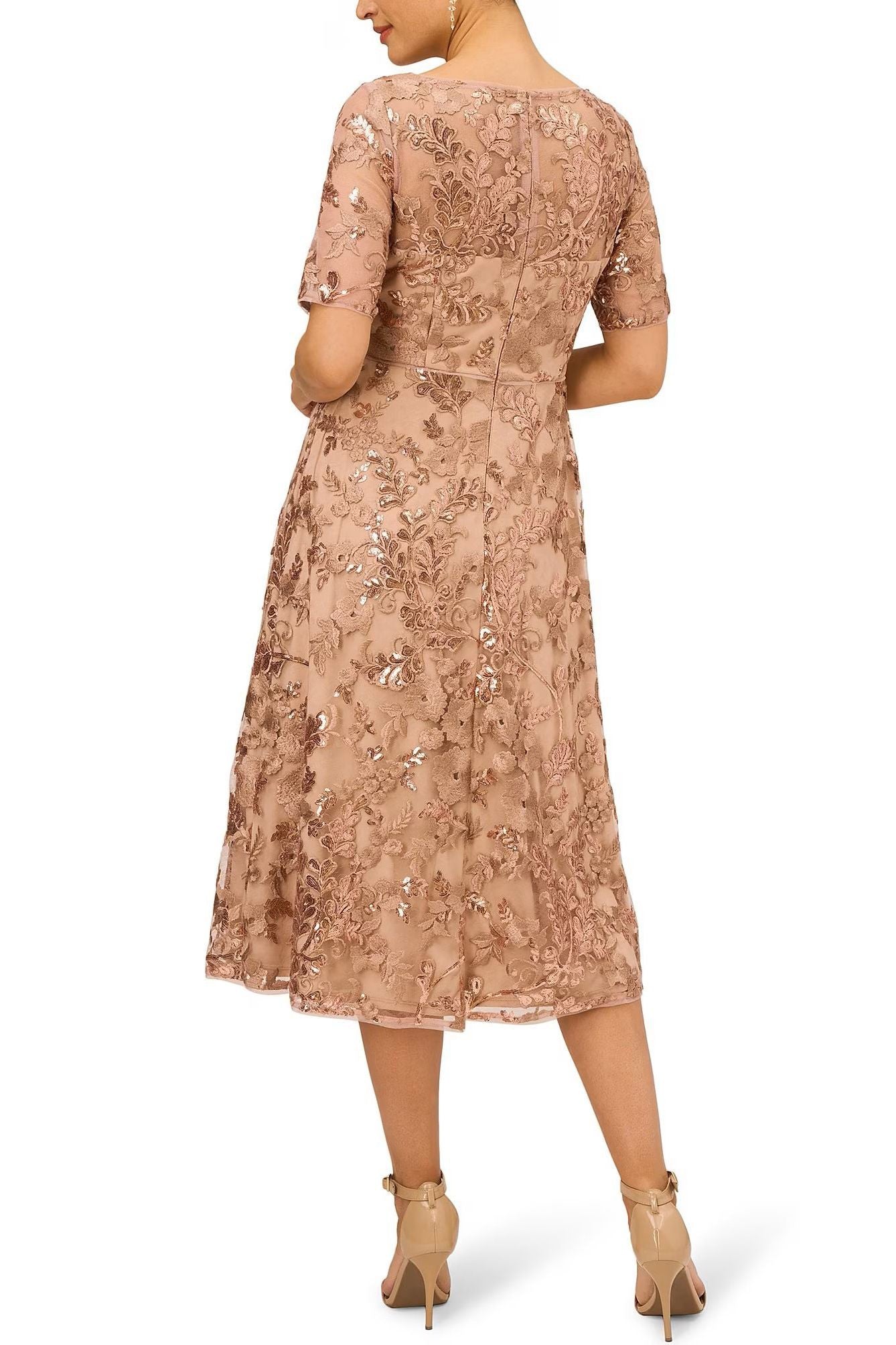 Adrianna Papell Embroidered Mesh Dress