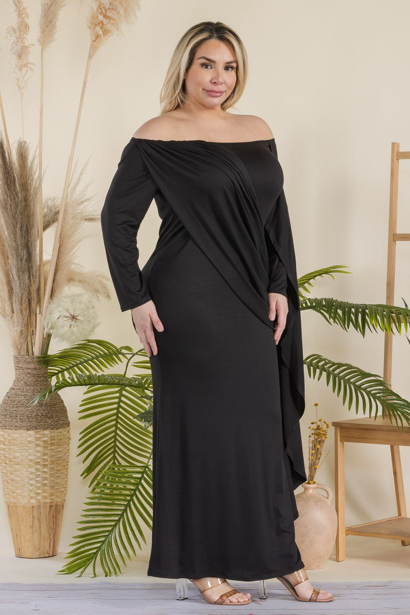 Karen T. Off Shoulders Overlay Maxi Dress