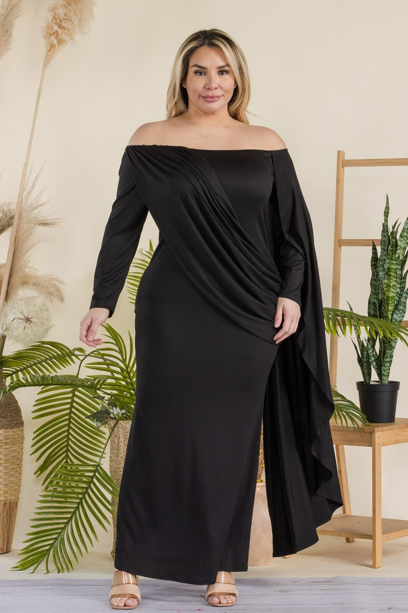 Karen T. Off Shoulders Overlay Maxi Dress