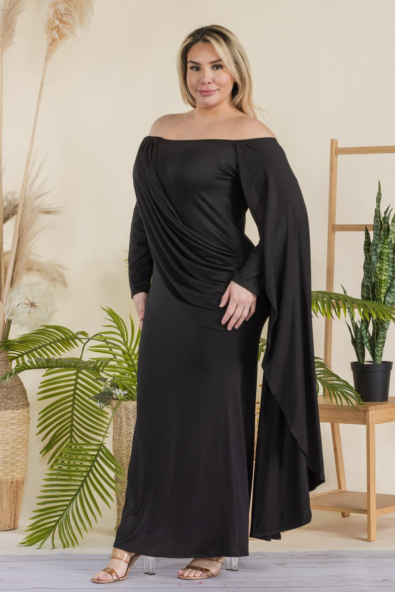 Karen T. Off Shoulders Overlay Maxi Dress