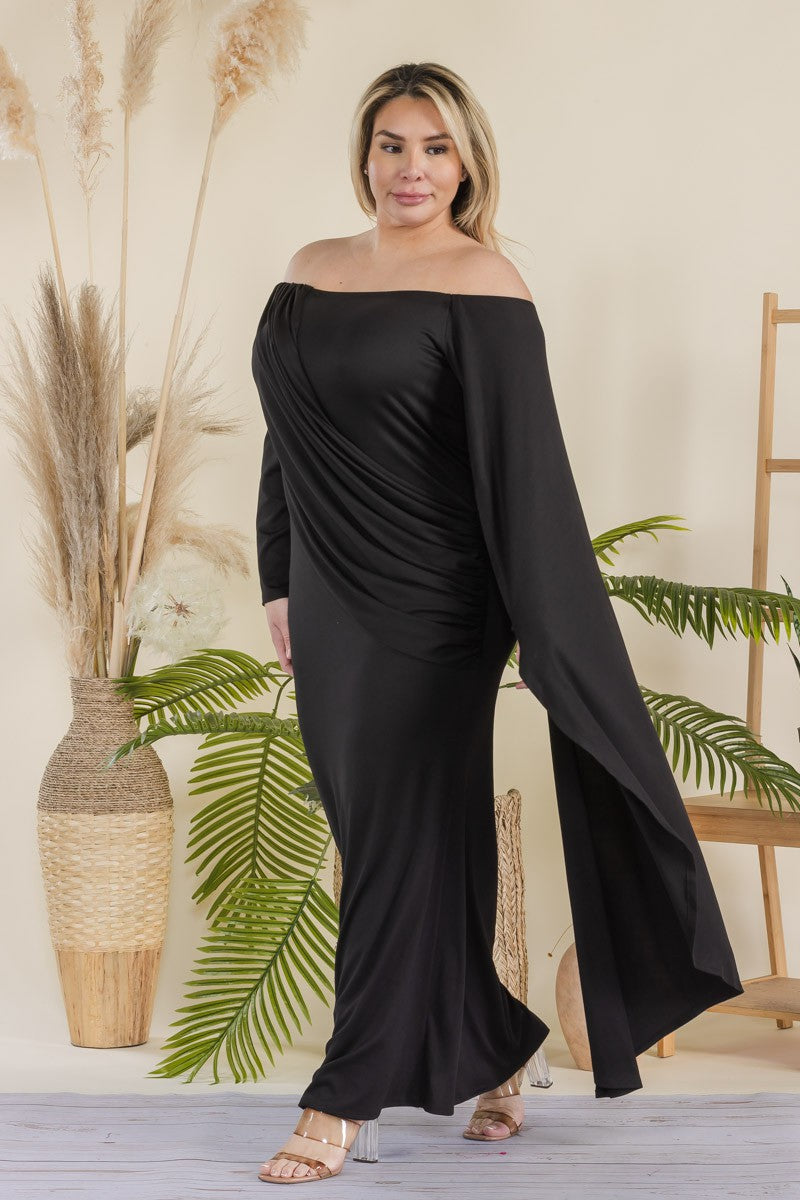 Karen T. Off Shoulders Overlay Maxi Dress