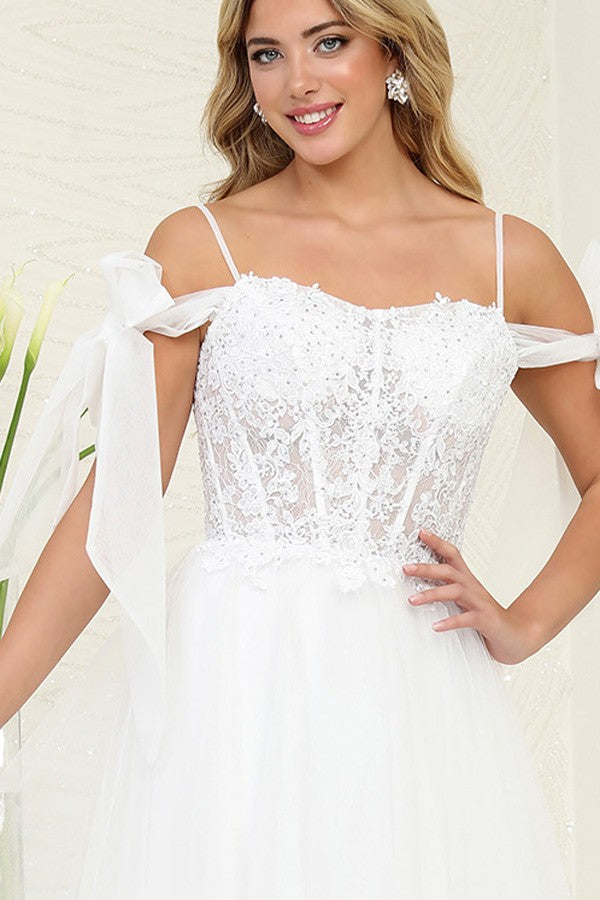 Off-the-Shoulder Tie Sleeve Bustier Top Midi Dress