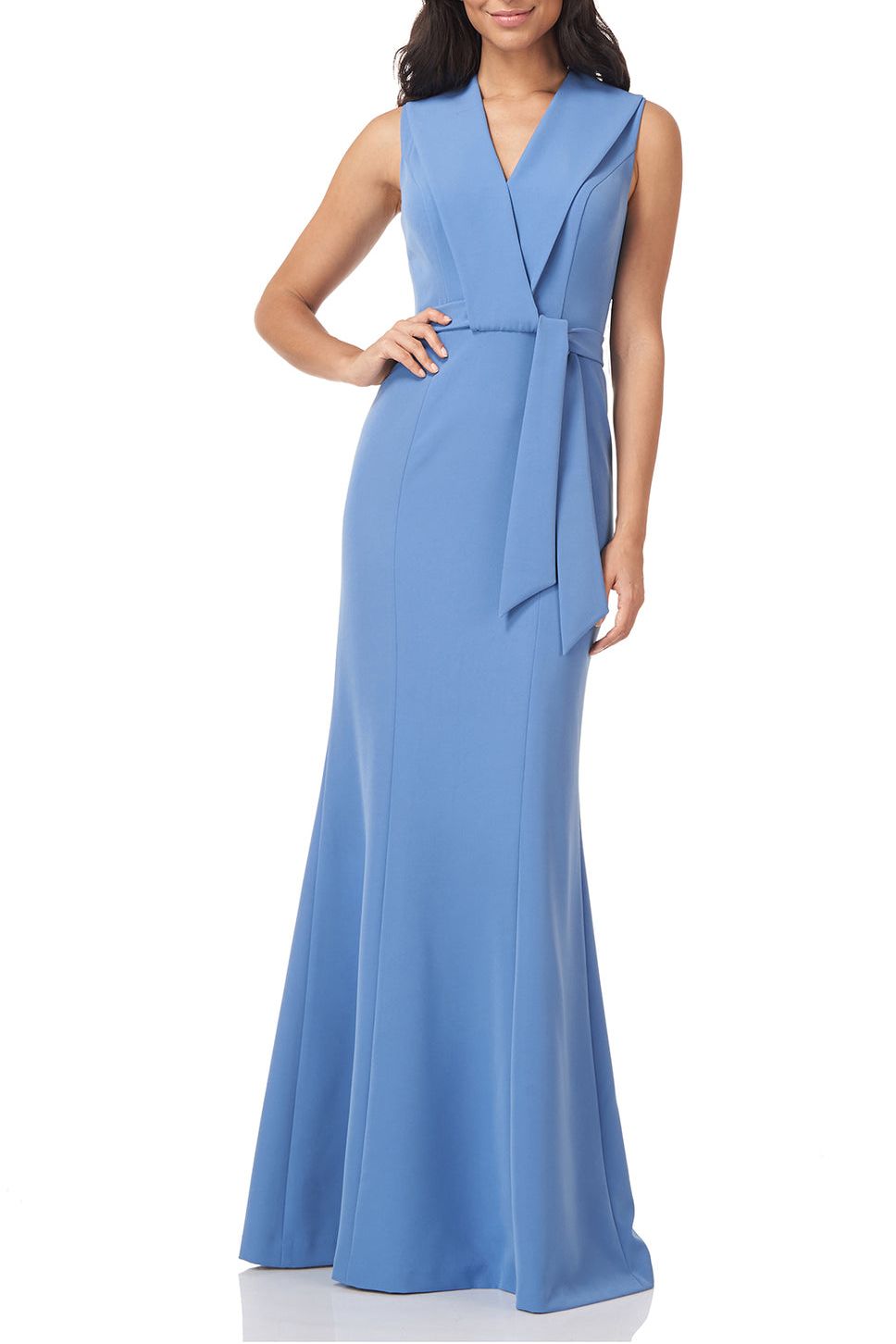 Kay Unger Solid Stretch Crepe Gown