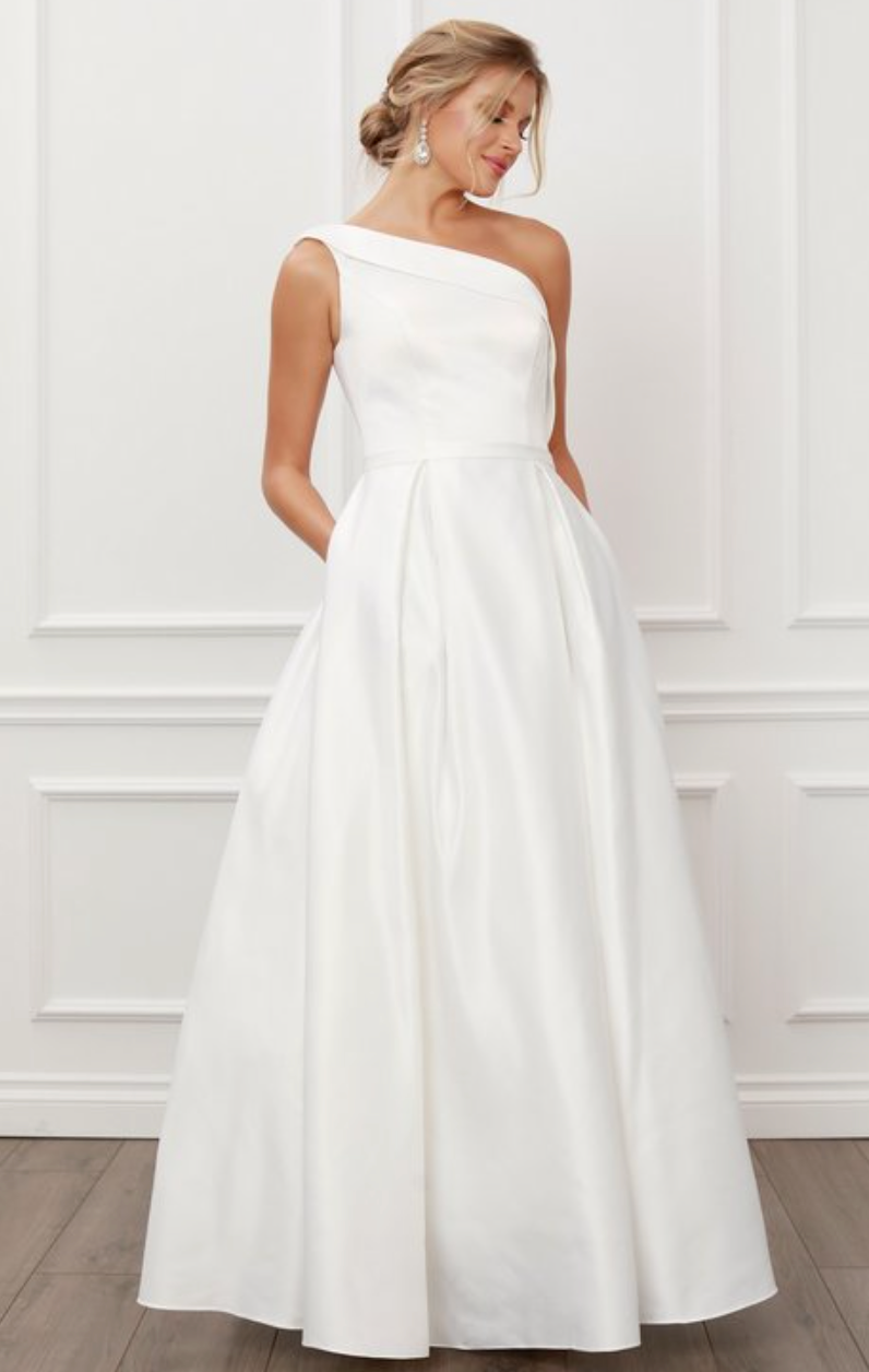 One Shoulder Satin A-Line Wedding Dress