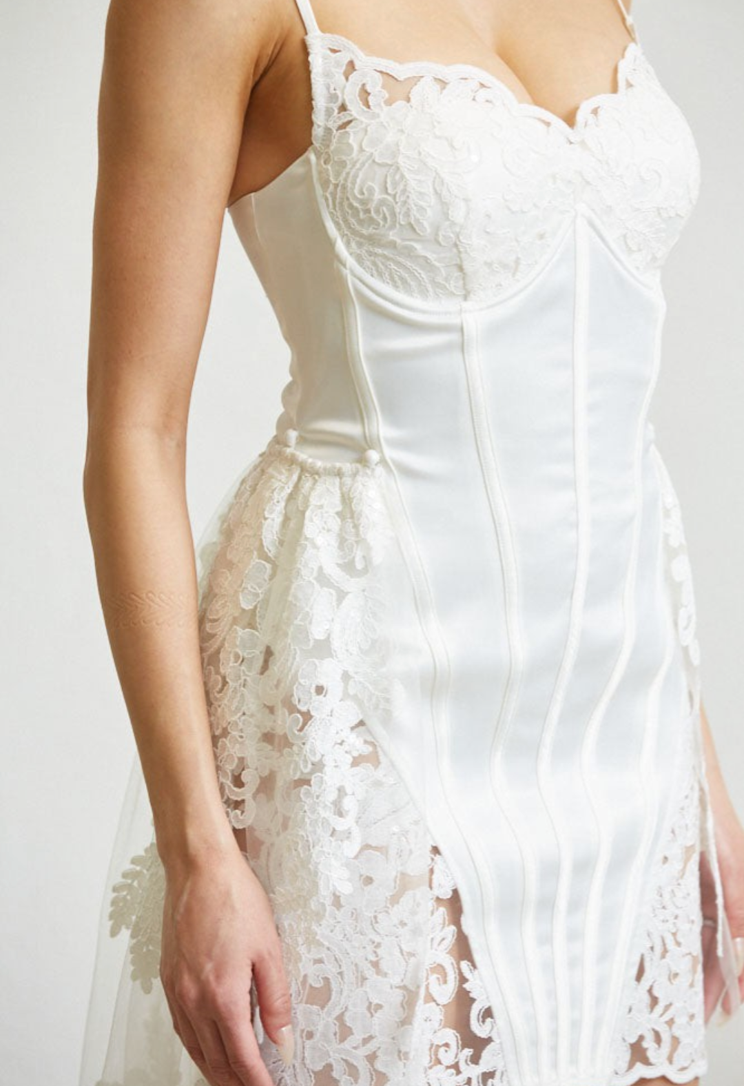Embroidered Lace Sequin Overlay Dress