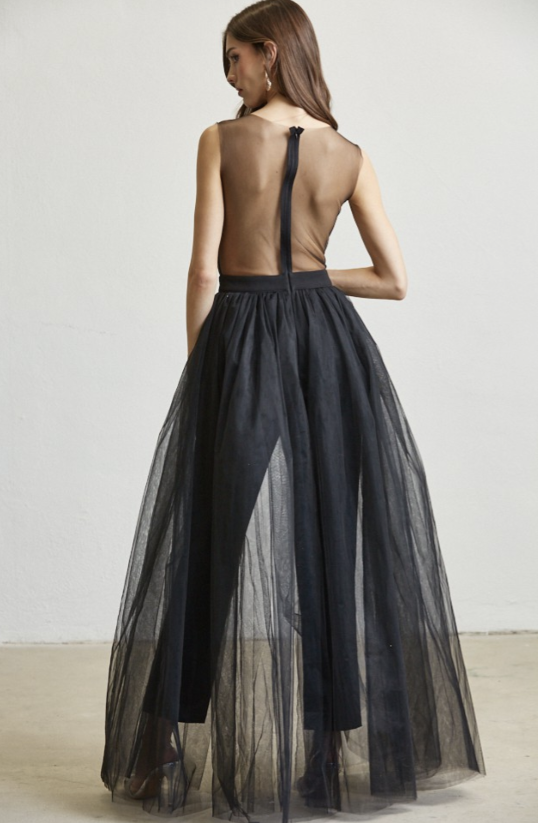 Bertha Jumpsuit with Tulle Train