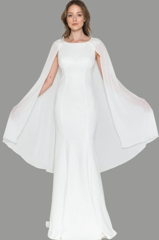 Darcia's Wedding Dress with Detachable Cape