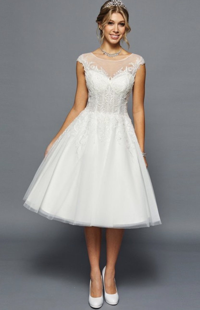 A- Line Bateau Neck Short Wedding Dress