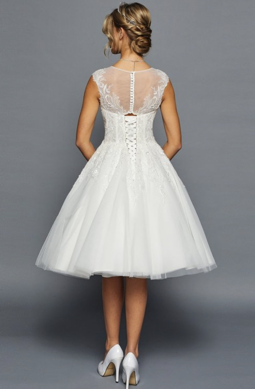 A- Line Bateau Neck Short Wedding Dress