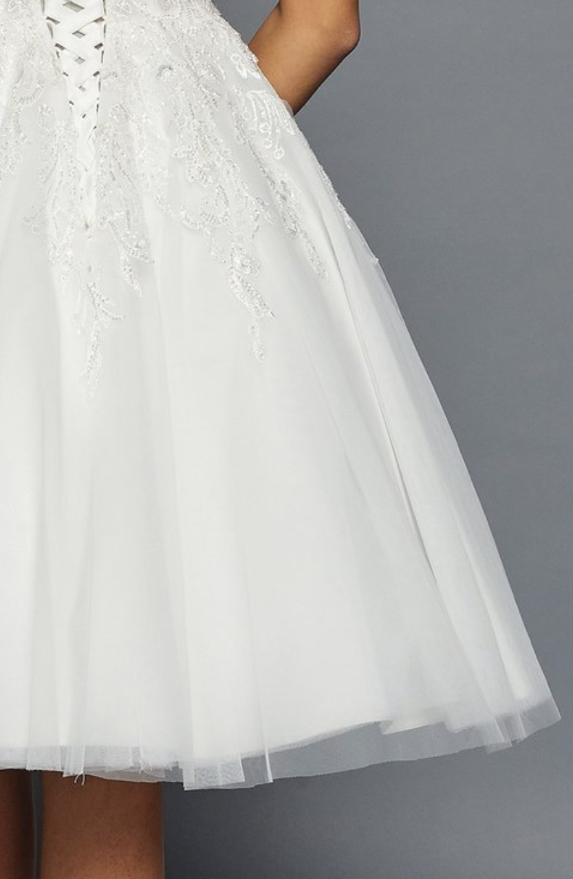 A- Line Bateau Neck Short Wedding Dress