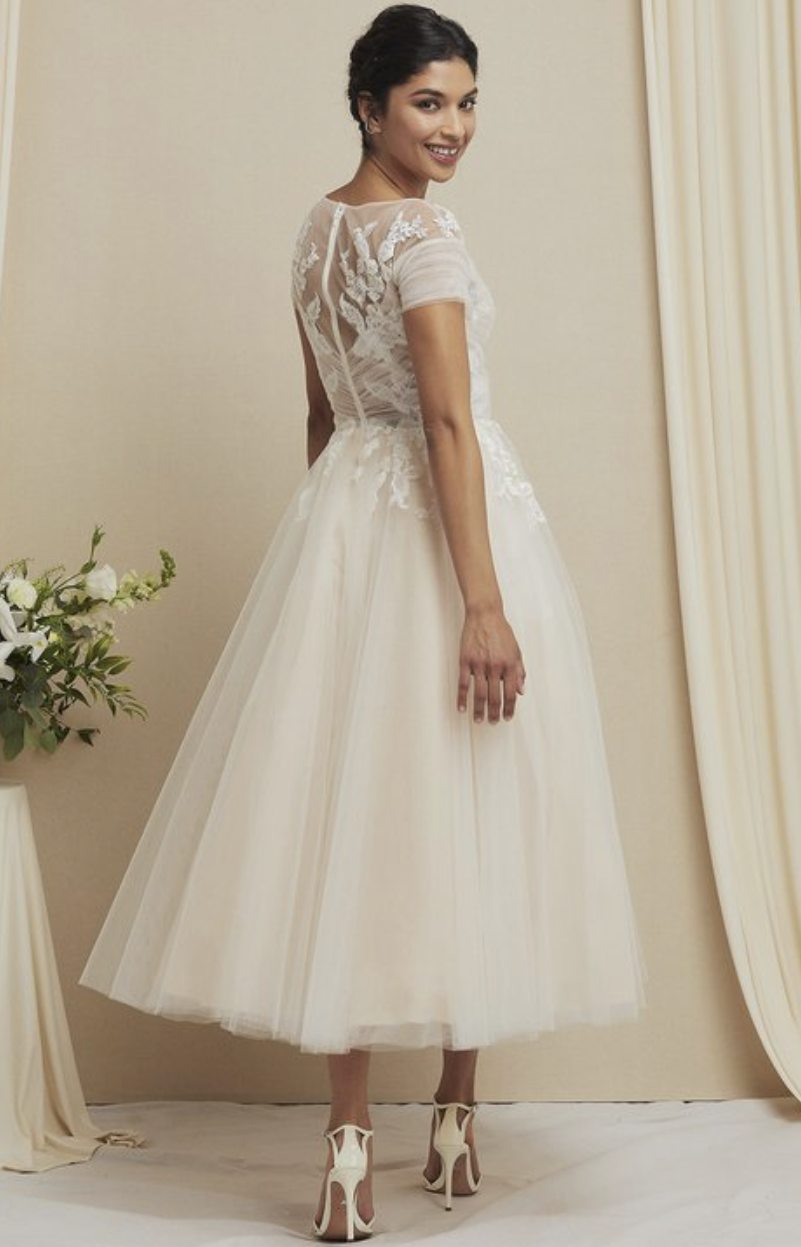 A-Line Tee Length Wedding Dress