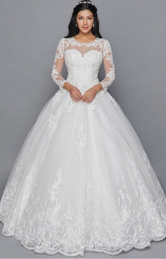 Scoop Neck Lace Wedding Dress