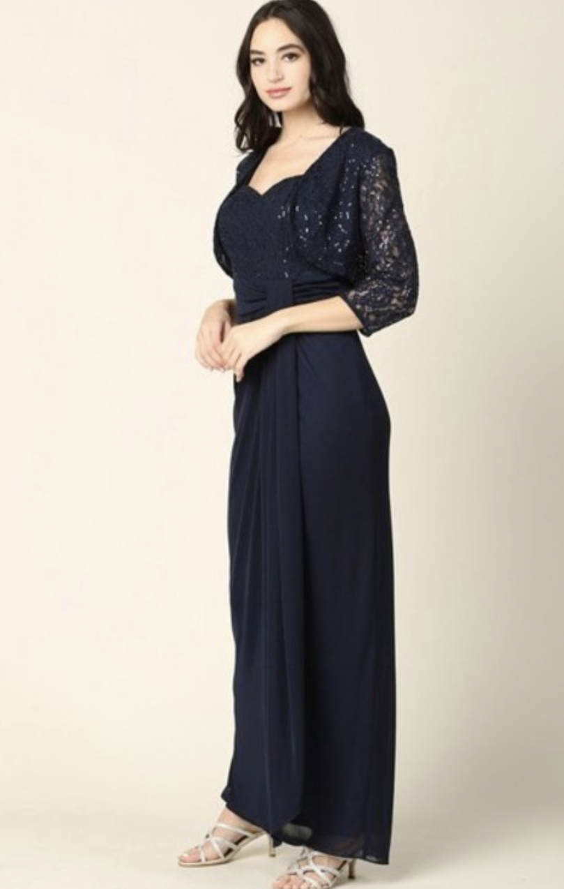 Lace Sequin Embellished Top MoB gown
