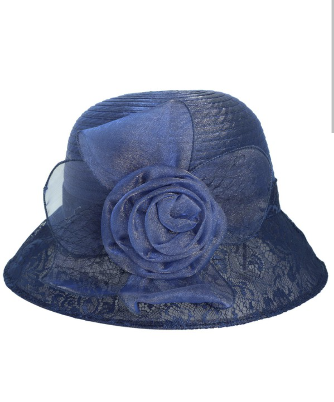 Flower Netted Down Brim Organza Hat