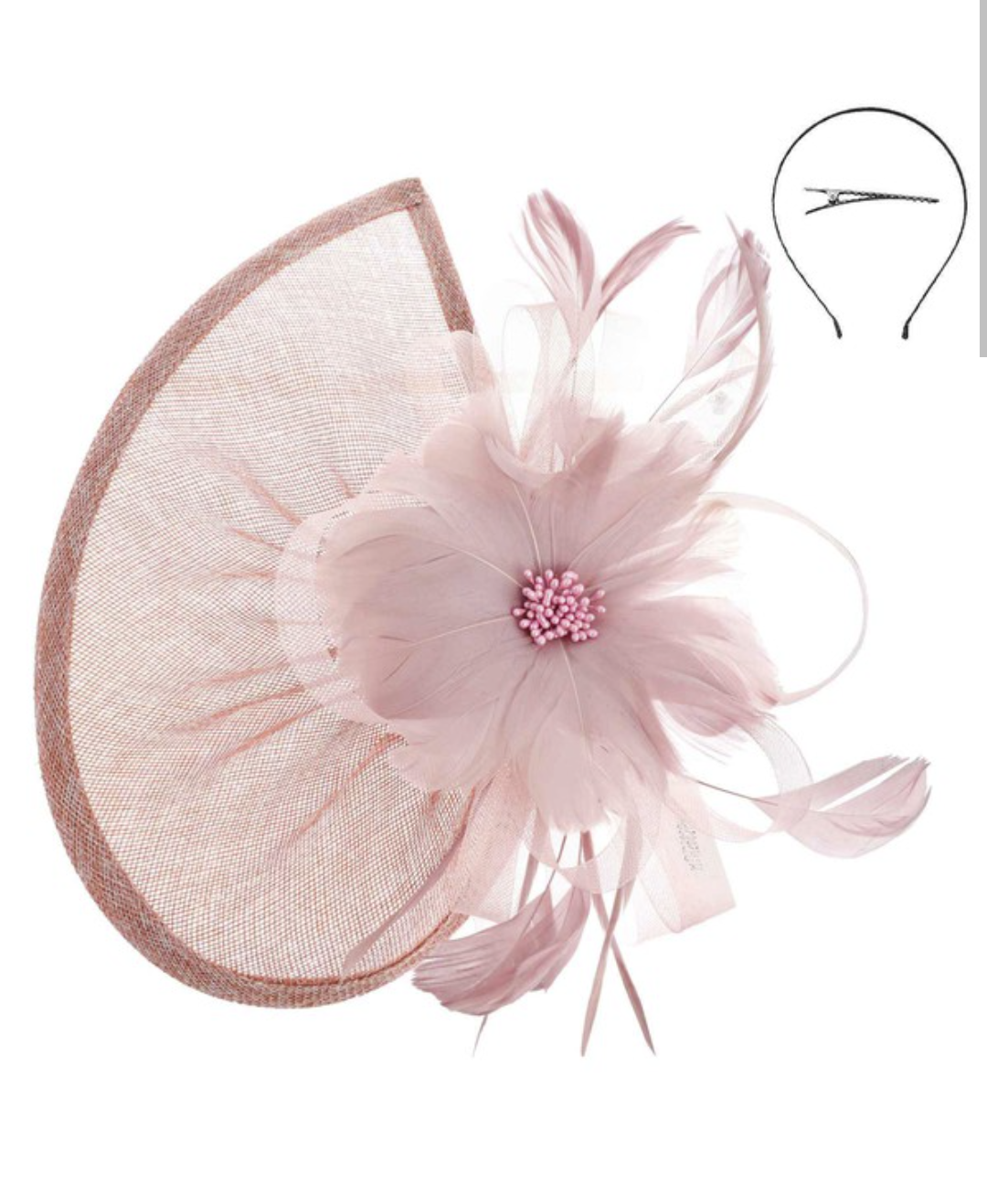 Floral Feather Fascinator with Headband and Clip
