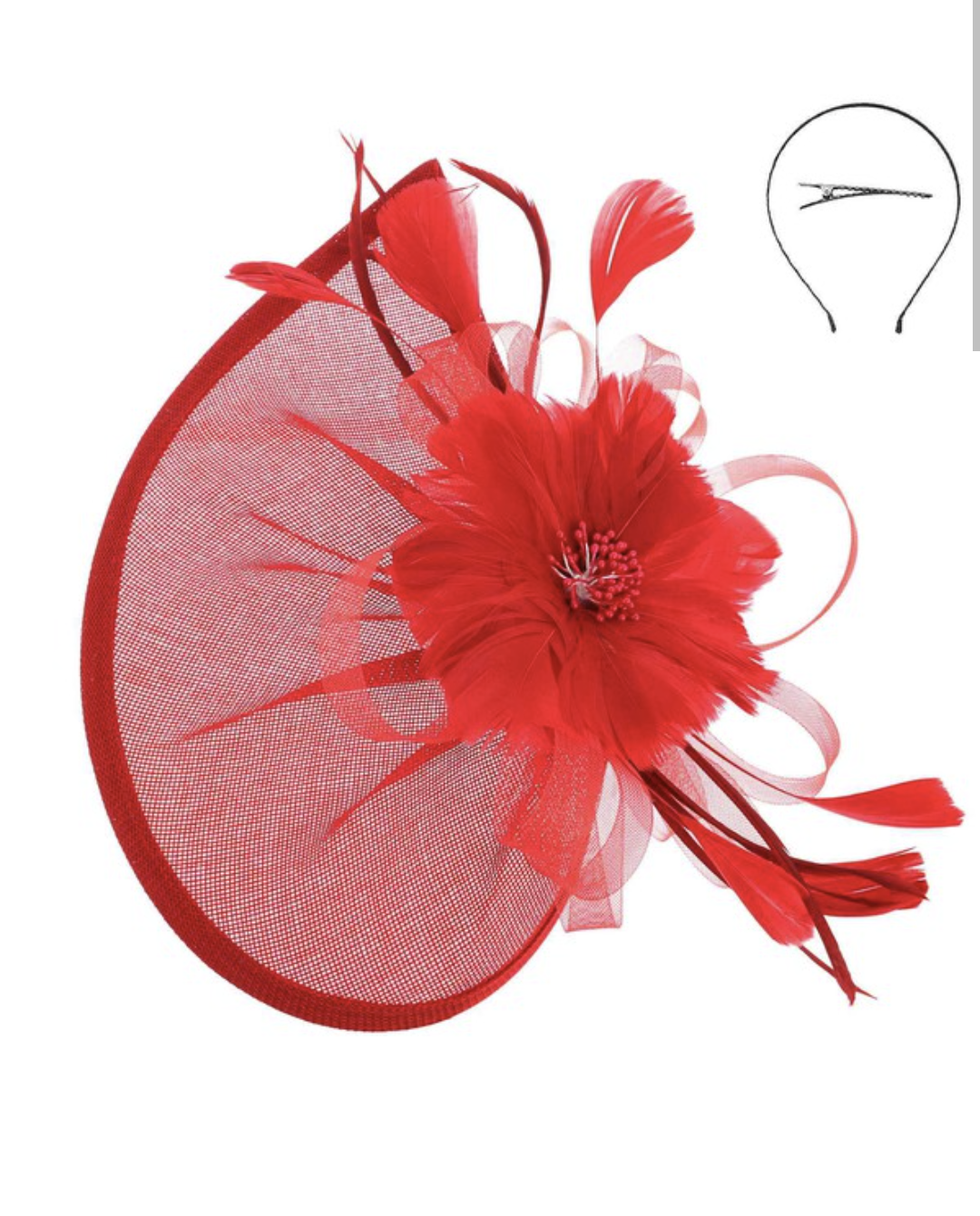 Floral Feather Fascinator with Headband and Clip