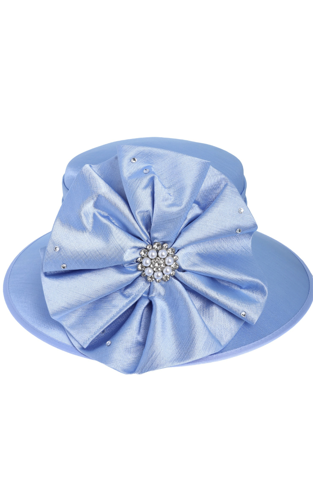 Floral Down Brim Brooch Accent Dressy Bread Hat