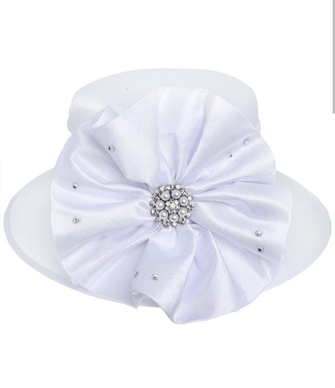 Floral Down Brim Brooch Accent Dressy Bread Hat