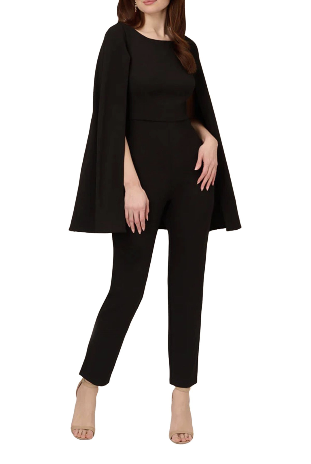 Adrianna Papell Crepe Jumpsuit with Cape