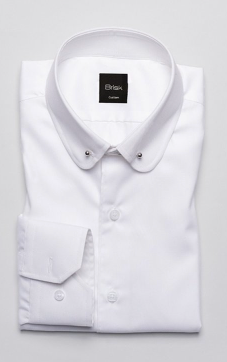 Men Modern Fit with Classic Silver Pin Collar Dress Shirt