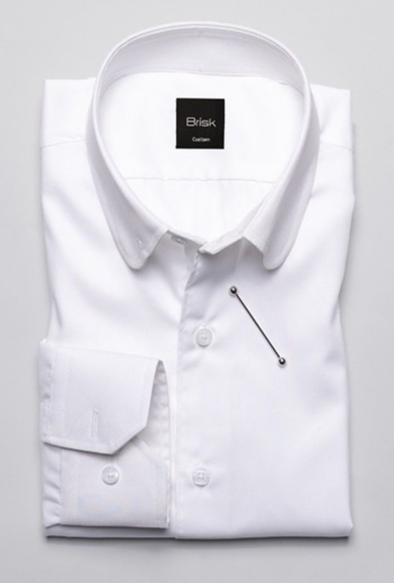 Men Modern Fit with Classic Silver Pin Collar Dress Shirt