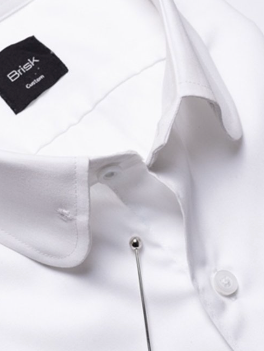 Men Modern Fit with Classic Silver Pin Collar Dress Shirt