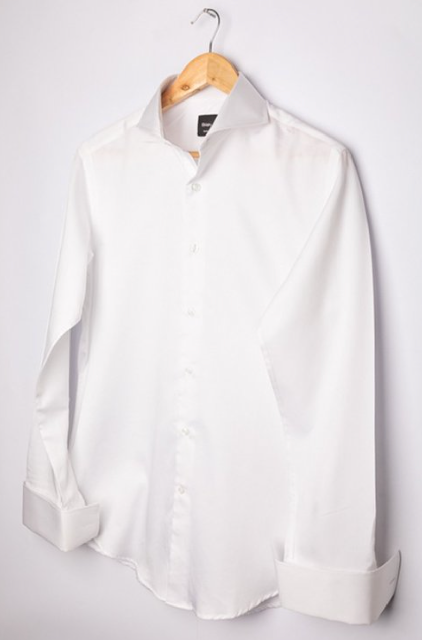 Men Slim Fit Cut Away Extreme Collar Dress Shirt