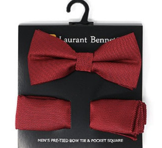Poly Woven Men's Banded Bow Tie and Hanky Set