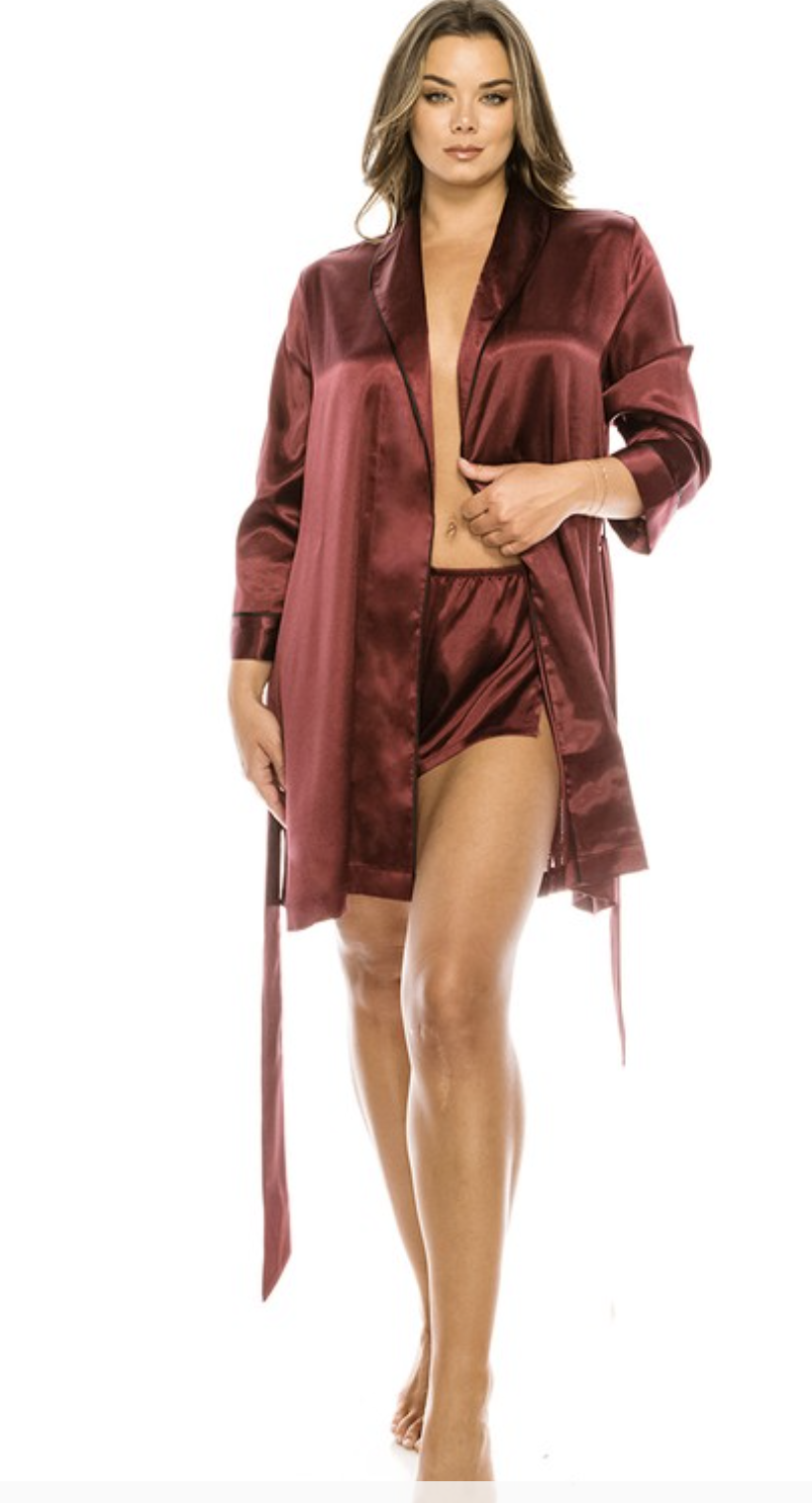 Two Piece Satin Robe Set