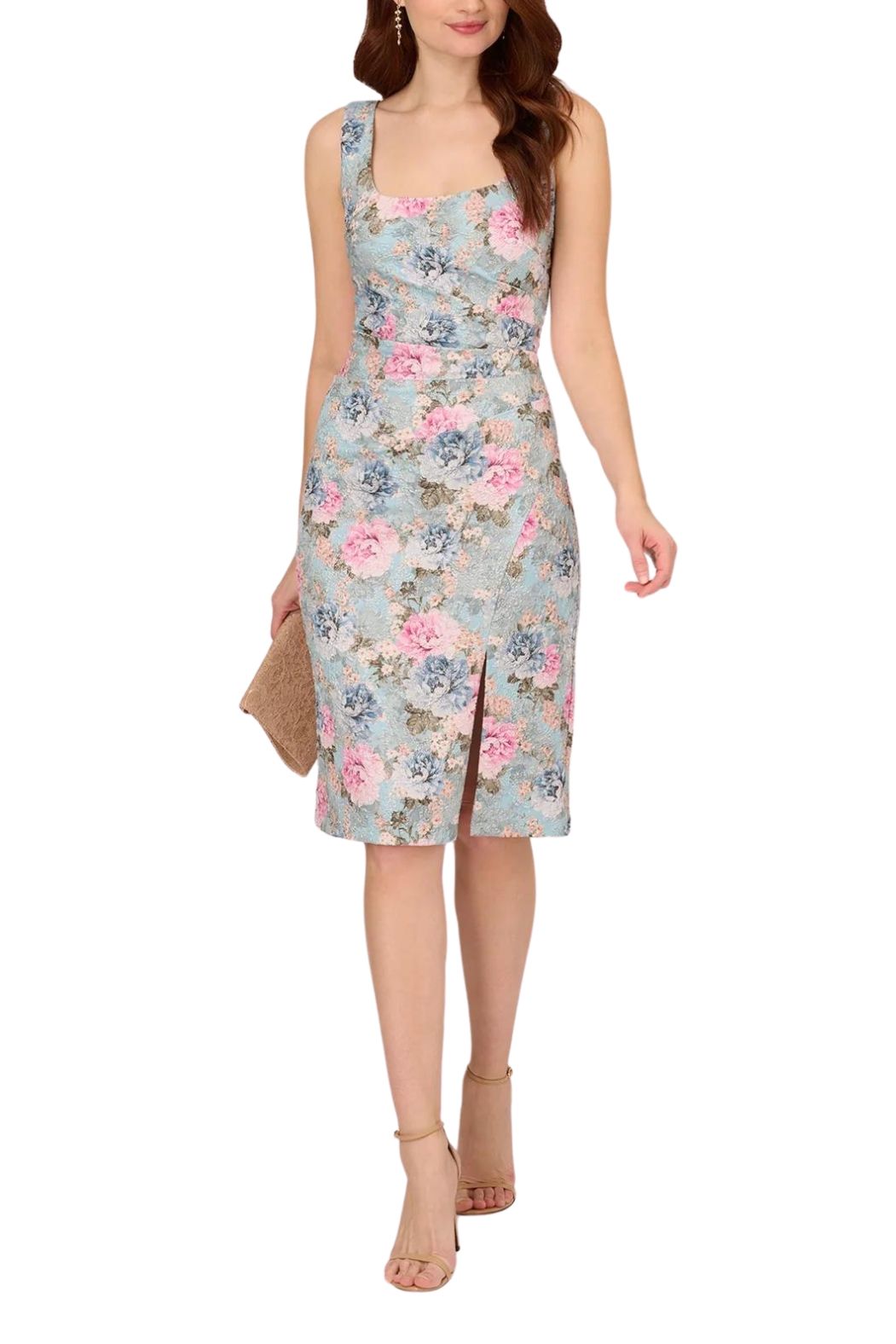 Adrianna Papell Floral Matelasse Sheath Dress