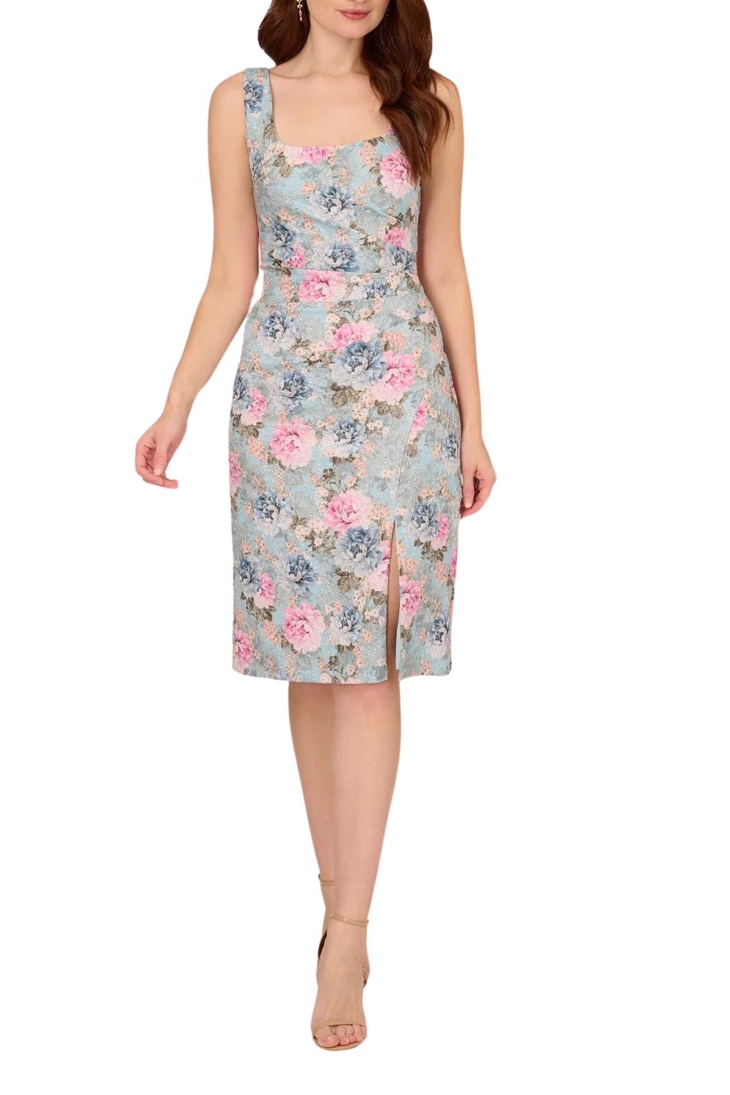 Adrianna Papell Floral Matelasse Sheath Dress