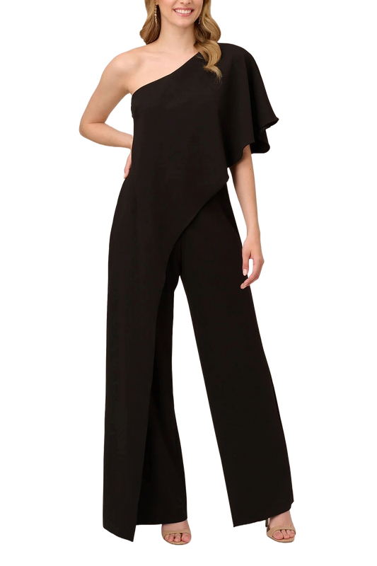 Adrianna Papell Cape Sleeve Stretch Crepe Solid Jumpsuit