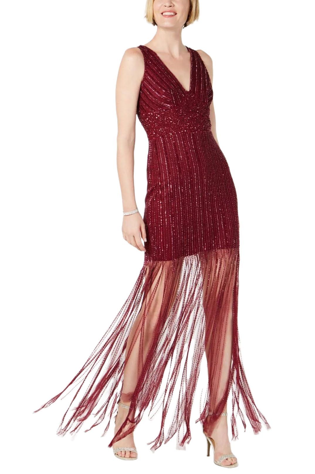 Adrianna Papell Illusion Embellished Mesh Dress