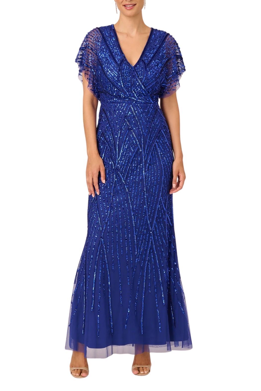 Adrianna Papell Mermaid with Dolman Sleeves Petite Gown