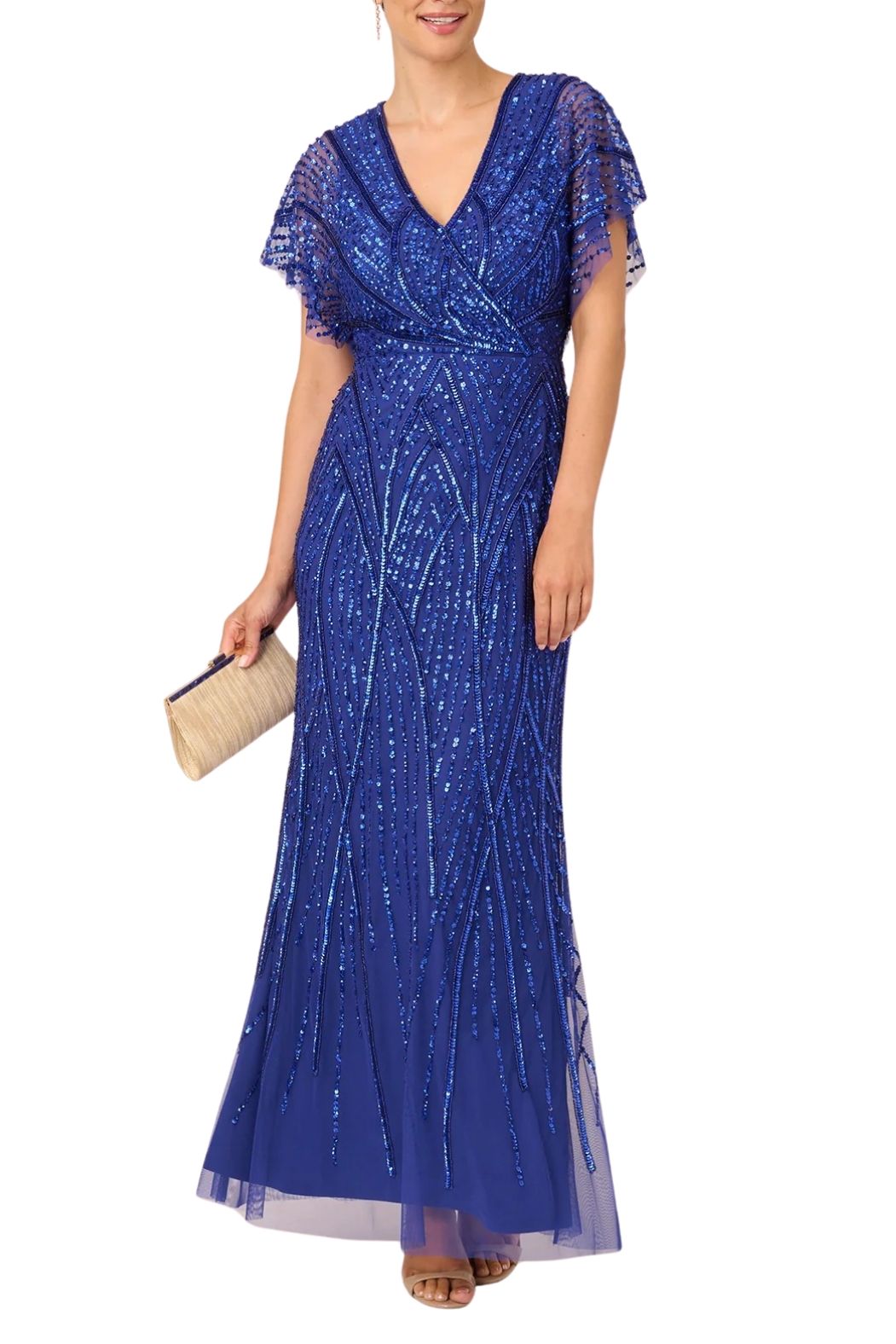 Adrianna Papell Mermaid with Dolman Sleeves Petite Gown