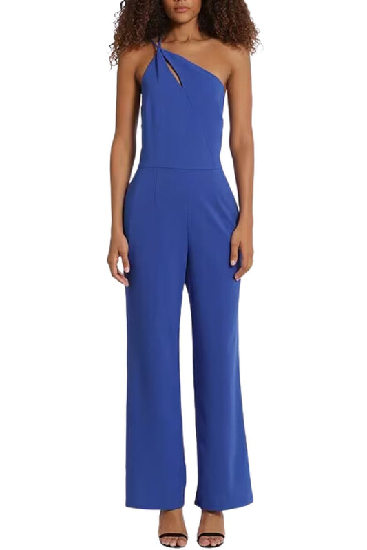 Donna Morgan Stretch One Shoulder with Keyhole Neck Jumpsuit