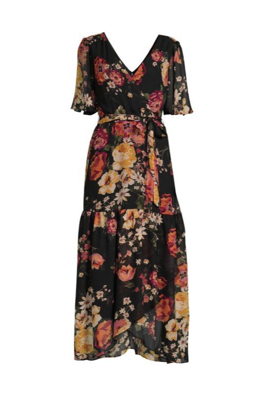 Donna Ricco Flora Chiffon Midi Dress