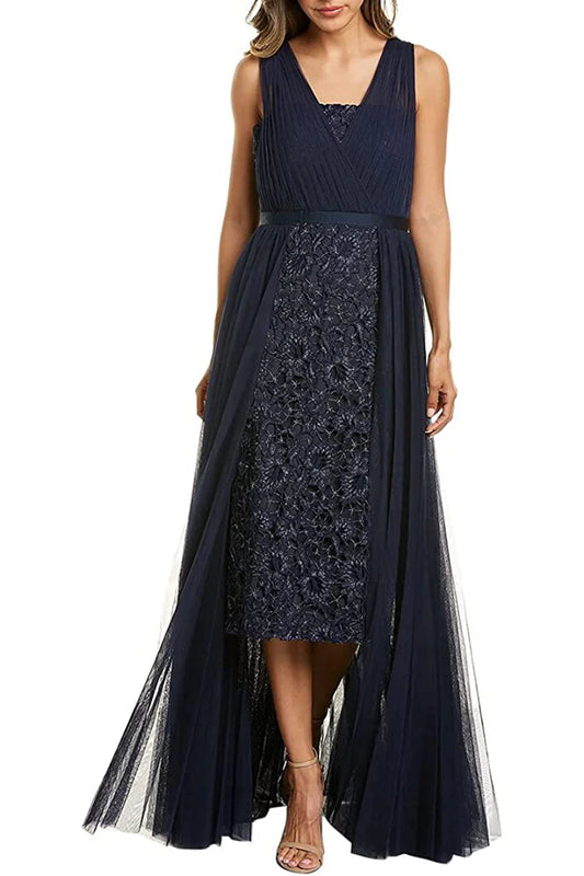 Aidan Mattox Sleeveless Embroidered Mesh Dress