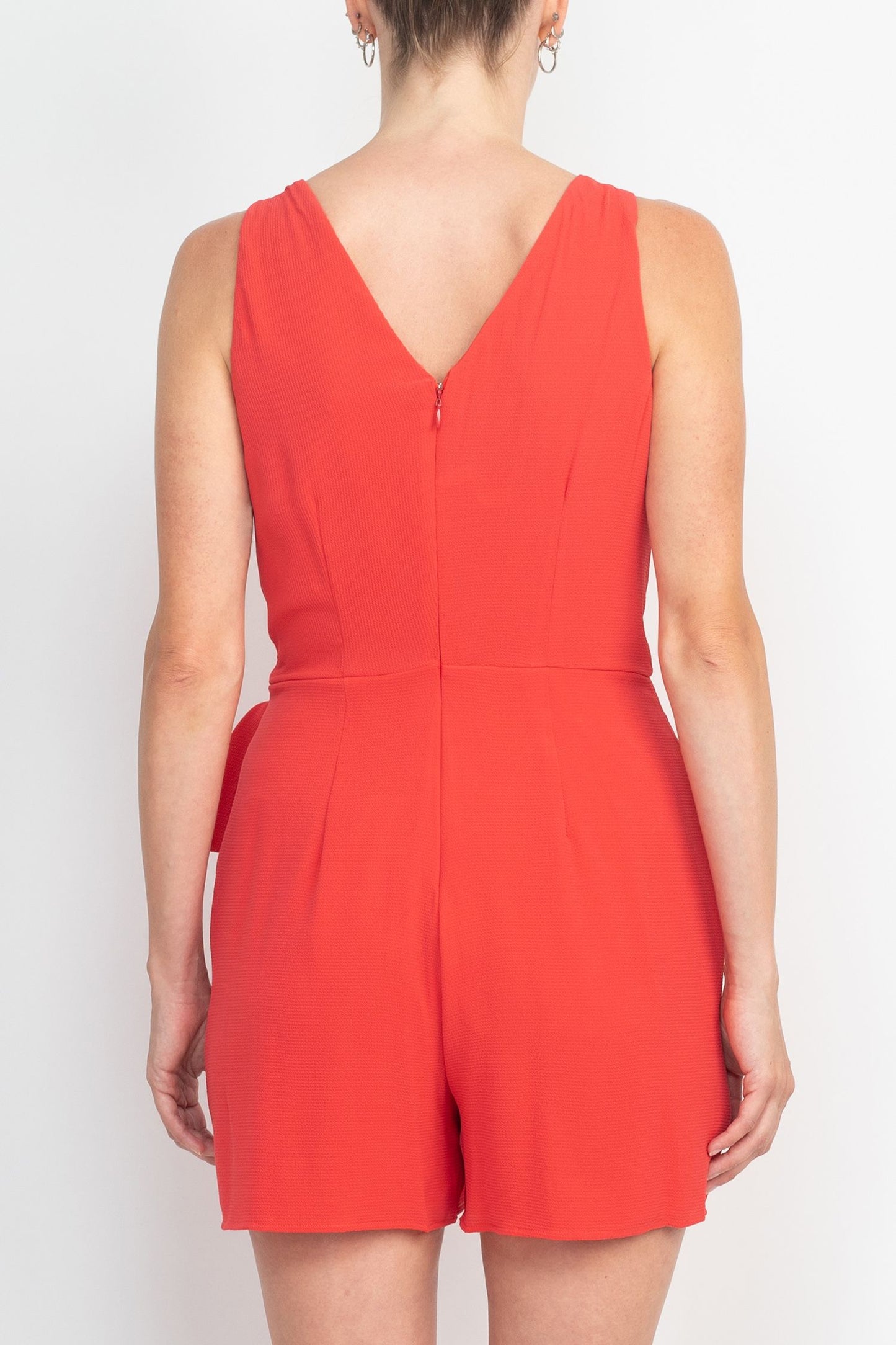 London Times Solid Crepe Romper