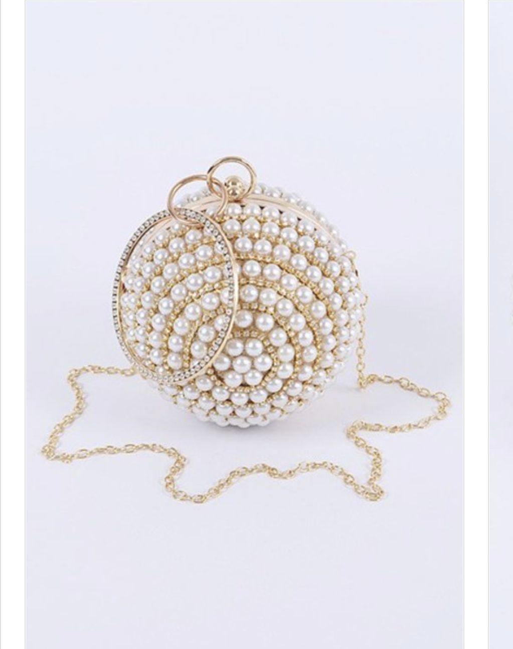 Pearl Rhinestone Circle Pendant Clutch