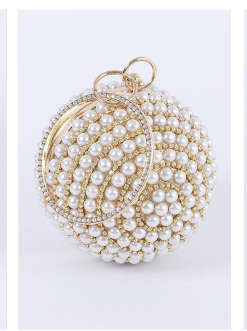 Pearl Rhinestone Circle Pendant Clutch