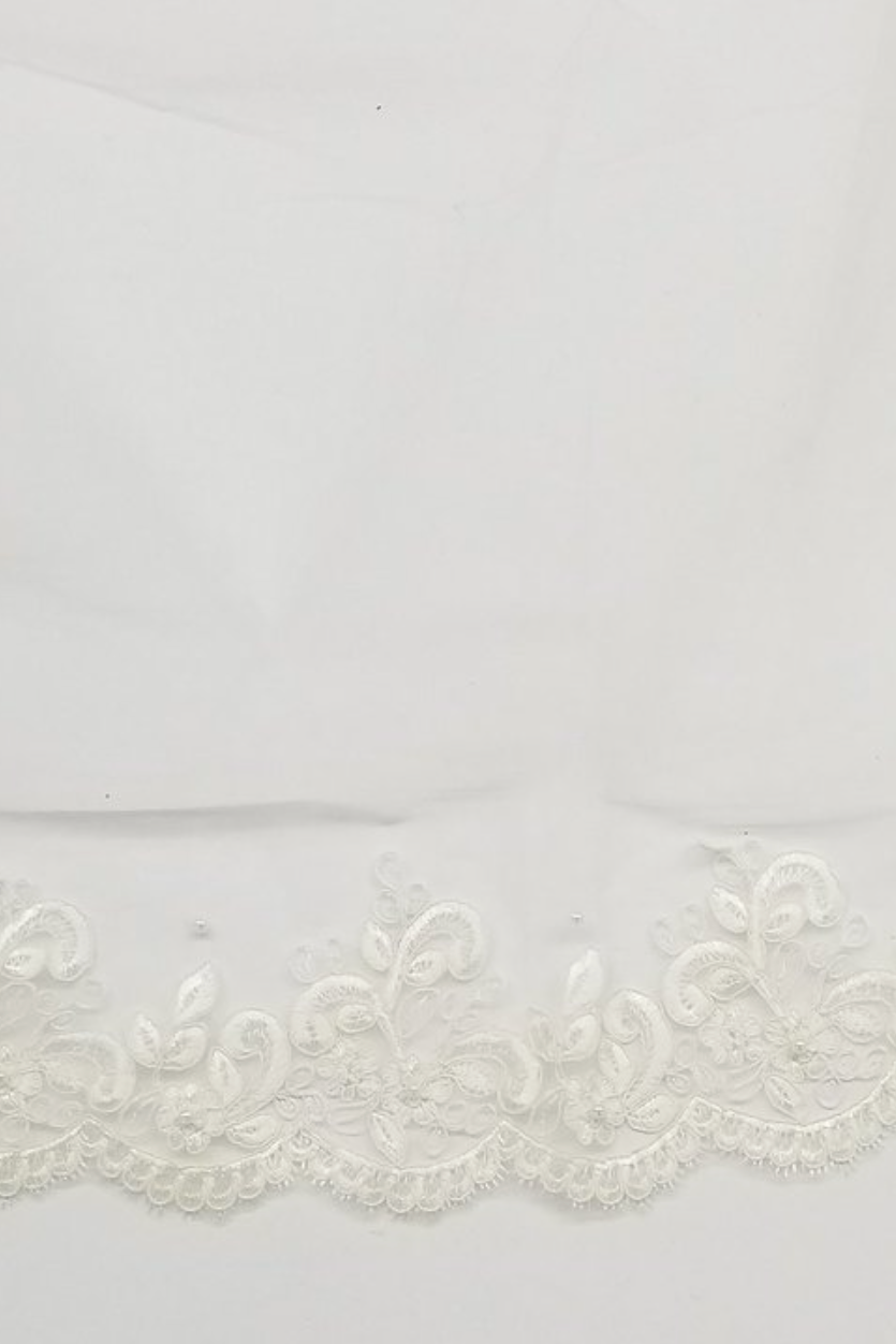 Elethea Veil with Pearls and Floral Embroidery Pattern