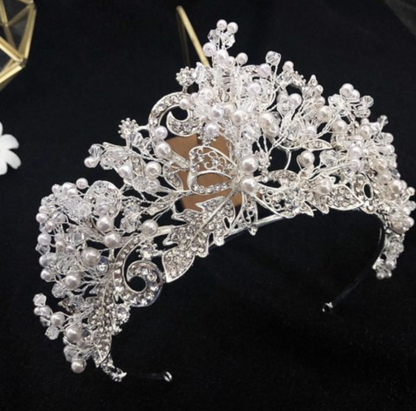 Catriona's Rhinestone Crystal & Pearl Headpiece